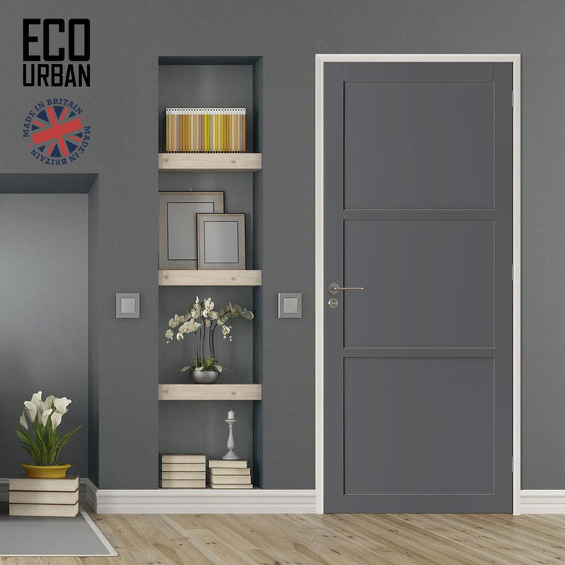 Manchester 3 Panel Solid Wood Internal Door UK Made DD6305 - Eco-Urban® Stormy Grey Premium Primed