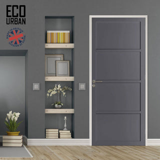 Image: Brooklyn 4 Panel Solid Wood Internal Door UK Made DD6307 - Eco-Urban® Stormy Grey Premium Primed