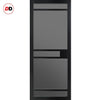 Sheffield 5 Pane Solid Wood Internal Door Pair UK Made DD6312 - Tinted Glass - Eco-Urban® Shadow Black Premium Primed