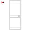 Top Mounted Black Sliding Track & Solid Wood Double Doors - Eco-Urban® Sheffield 5 Pane Doors DD6312SG - Frosted Glass - Cloud White Premium Primed