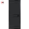 Top Mounted Black Sliding Track & Solid Wood Double Doors - Eco-Urban® Sheffield 5 Panel Doors DD6312 - Shadow Black Premium Primed