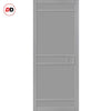 Top Mounted Black Sliding Track & Solid Wood Double Doors - Eco-Urban® Sheffield 5 Panel Doors DD6312 - Mist Grey Premium Primed