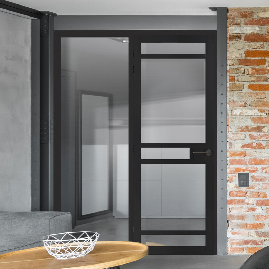 Bespoke Room Divider - Eco-Urban® Sheffield Door DD6312C - Clear Glass with Full Glass Side - Premium Primed - Colour & Size Options