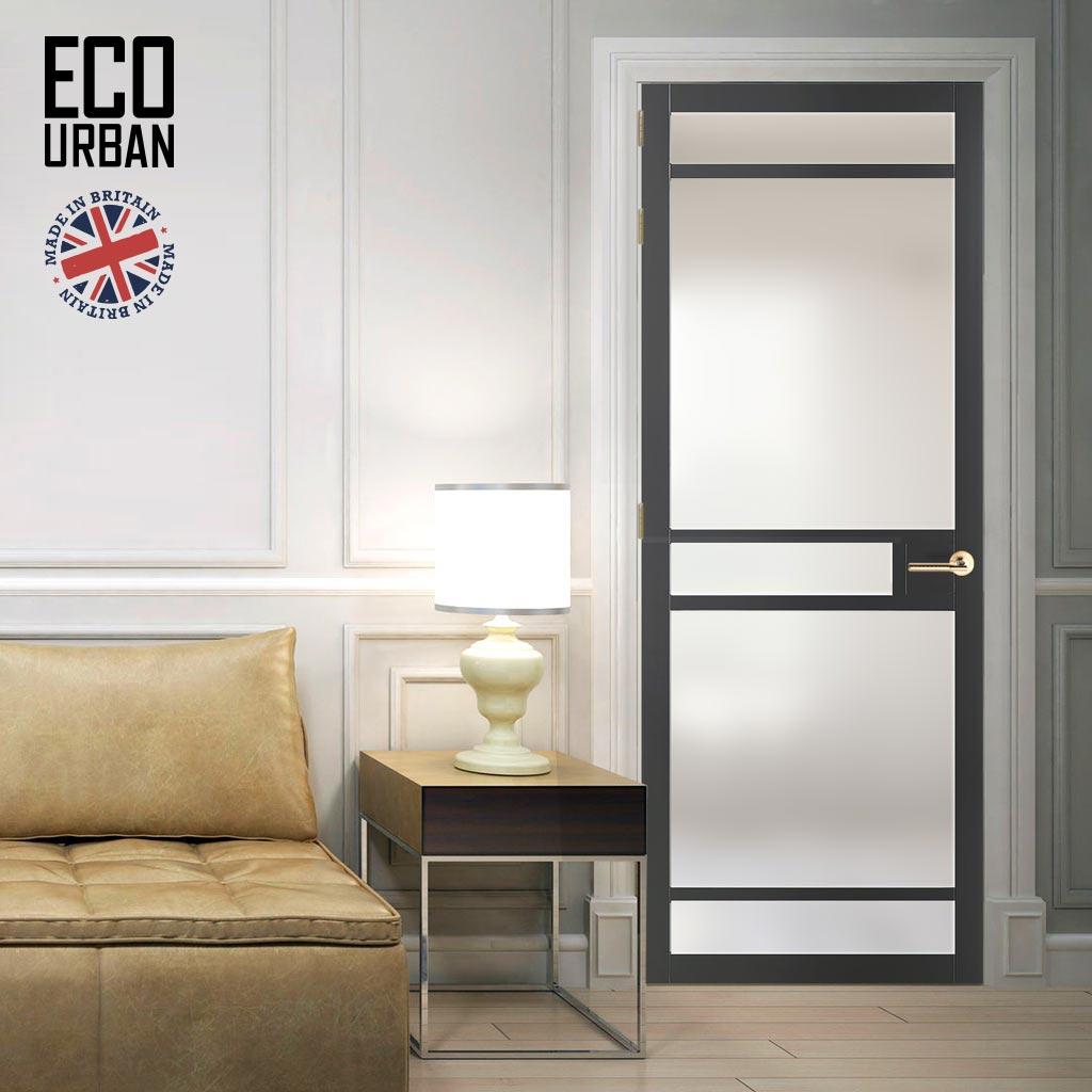 Handmade Eco-Urban Sheffield 5 Pane Solid Wood Internal Door UK Made DD6312SG - Frosted Glass - Eco-Urban® Stormy Grey Premium Primed
