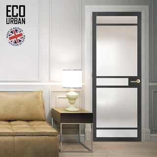 Image: Handmade Eco-Urban Sheffield 5 Pane Solid Wood Internal Door UK Made DD6312SG - Frosted Glass - Eco-Urban® Stormy Grey Premium Primed