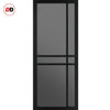 Glasgow 6 Pane Solid Wood Internal Door Pair UK Made DD6314 - Tinted Glass - Eco-Urban® Shadow Black Premium Primed