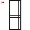 Top Mounted Black Sliding Track & Solid Wood Double Doors - Eco-Urban® Glasgow 6 Pane Doors DD6314G - Clear Glass - Shadow Black Premium Primed
