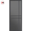 Glasgow 6 Pane Solid Wood Internal Door Pair UK Made DD6314 - Tinted Glass - Eco-Urban® Stormy Grey Premium Primed