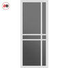 Glasgow 6 Pane Solid Wood Internal Door Pair UK Made DD6314 - Tinted Glass - Eco-Urban® Cloud White Premium Primed