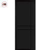 Top Mounted Black Sliding Track & Solid Wood Double Doors - Eco-Urban® Glasgow 6 Panel Doors DD6314 - Shadow Black Premium Primed