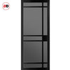 Leith 9 Pane Solid Wood Internal Door Pair UK Made DD6316 - Tinted Glass - Eco-Urban® Shadow Black Premium Primed