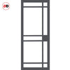 Top Mounted Black Sliding Track & Solid Wood Double Doors - Eco-Urban® Leith 9 Pane Doors DD6316G - Clear Glass - Stormy Grey Premium Primed
