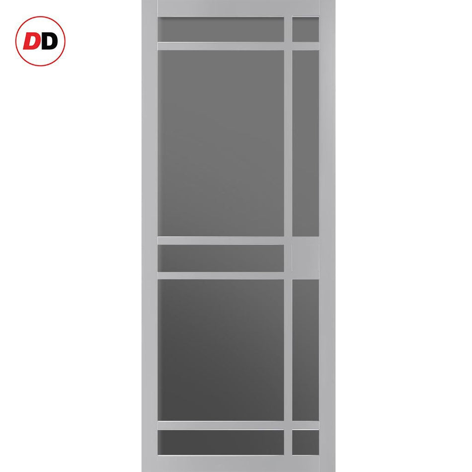 Leith 9 Pane Solid Wood Internal Door UK Made DD6316 - Tinted Glass - Eco-Urban® Mist Grey Premium Primed