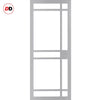 Top Mounted Black Sliding Track & Solid Wood Double Doors - Eco-Urban® Leith 9 Pane Doors DD6316G - Clear Glass - Mist Grey Premium Primed