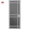 Leith 9 Pane Solid Wood Internal Door Pair UK Made DD6316 - Tinted Glass - Eco-Urban® Mist Grey Premium Primed