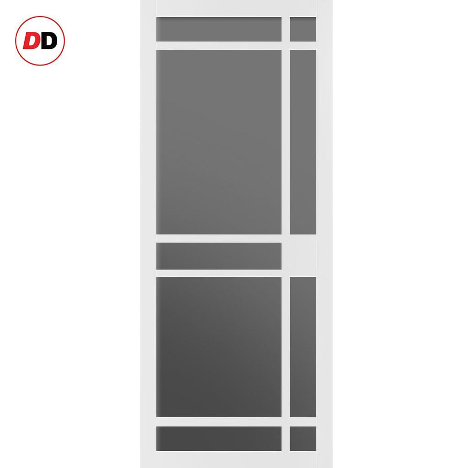 Leith 9 Pane Solid Wood Internal Door UK Made DD6316 - Tinted Glass - Eco-Urban® Cloud White Premium Primed
