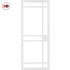 Top Mounted Black Sliding Track & Solid Wood Double Doors - Eco-Urban® Leith 9 Pane Doors DD6316G - Clear Glass - Cloud White Premium Primed