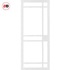 Top Mounted Black Sliding Track & Solid Wood Door - Eco-Urban® Leith 9 Pane Solid Wood Door DD6316SG - Frosted Glass - Cloud White Premium Primed