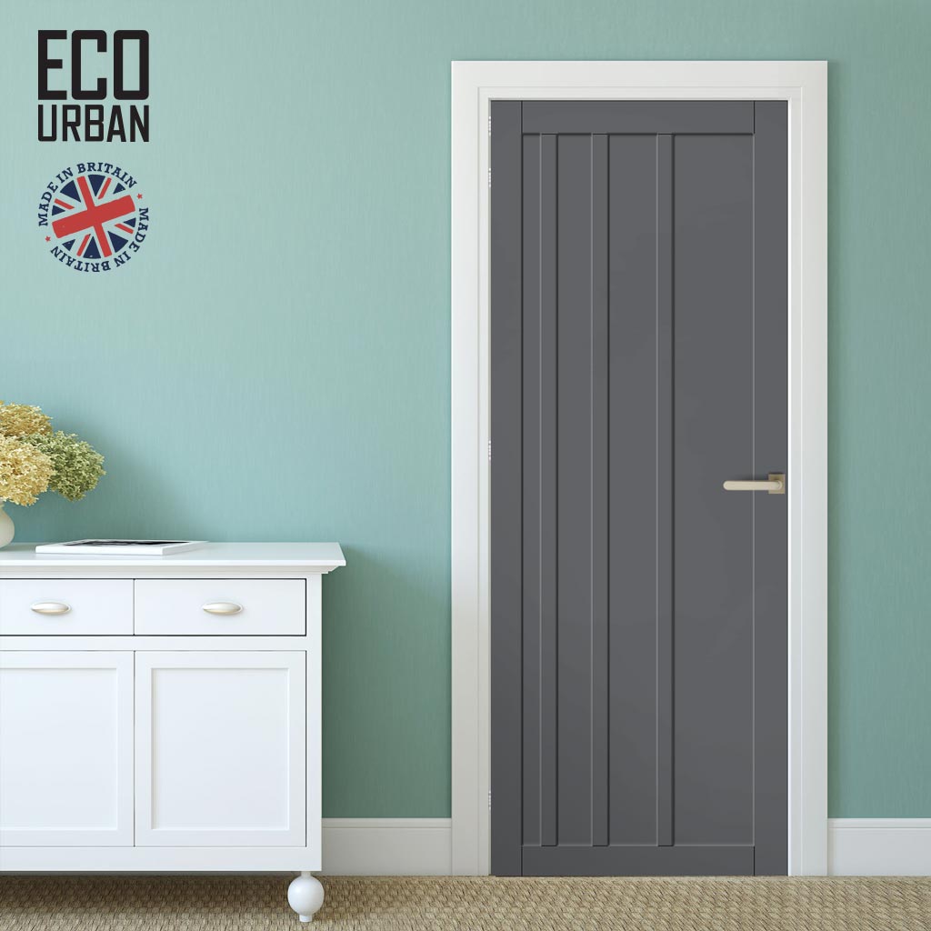 Malmo 4 Panel Solid Wood Internal Door UK Made DD6401 - Eco-Urban® Stormy Grey Premium Primed