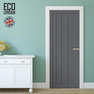 Image: Malmo 4 Panel Solid Wood Internal Door UK Made DD6401 - Eco-Urban® Stormy Grey Premium Primed