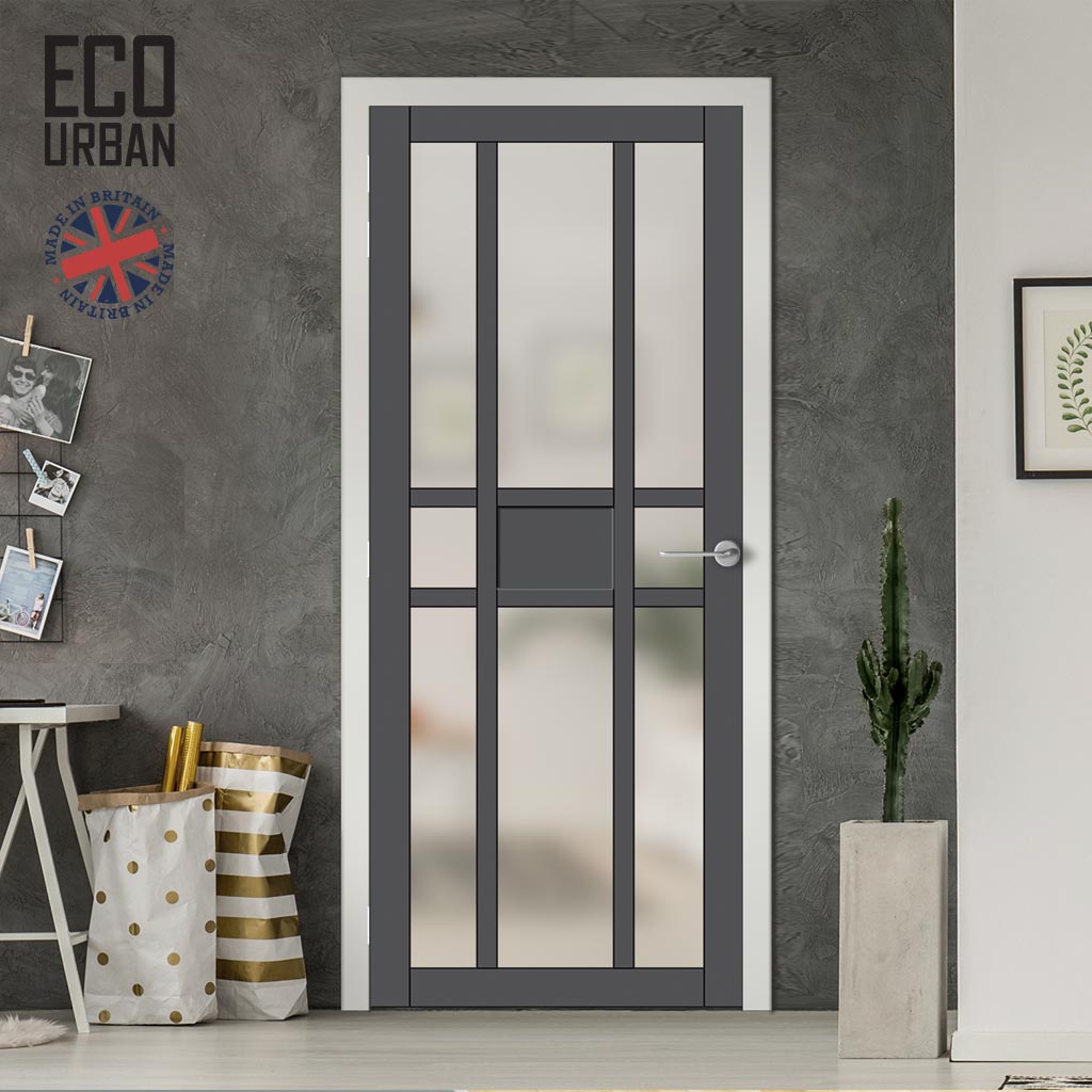 Handmade Eco-Urban Tromso 8 Pane 1 Panel Door DD6402SG Frosted Glass - Dark Grey Premium Primed