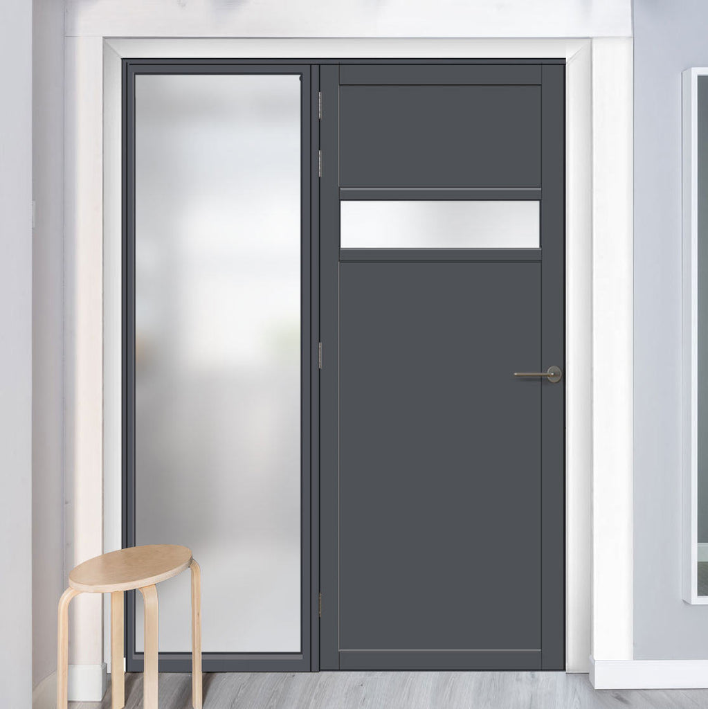 Bespoke Room Divider - Eco-Urban® Orkney Door DD6403F - Frosted Glass with Full Glass Side - Premium Primed - Colour & Size Options