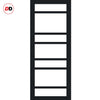 Eco-Urban Metropolitan 7 Pane Solid Wood Internal Door Pair UK Made DD6405G Clear Glass - Eco-Urban® Shadow Black Premium Primed