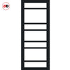 Eco-Urban Metropolitan 7 Pane Solid Wood Internal Door Pair UK Made DD6405SG Frosted Glass - Eco-Urban® Shadow Black Premium Primed