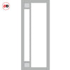 Eco-Urban Suburban 4 Pane Solid Wood Internal Door Pair UK Made DD6411G Clear Glass(2 FROSTED CORNER PANES) - Eco-Urban® Mist Grey Premium Primed