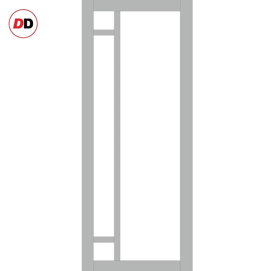 Handmade Eco-Urban Suburban 4 Pane Solid Wood Internal Door UK Made DD6411SG Frosted Glass - Eco-Urban® Mist Grey Premium Primed