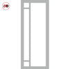 Eco-Urban Suburban 4 Pane Solid Wood Internal Door Pair UK Made DD6411SG Frosted Glass - Eco-Urban® Mist Grey Premium Primed