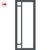 Eco-Urban Suburban 4 Pane Solid Wood Internal Door Pair UK Made DD6411SG Frosted Glass - Eco-Urban® Stormy Grey Premium Primed