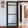 Handmade Eco-Urban Malvan 4 Pane Solid Wood Internal Door UK Made DD6414SG Frosted Glass - Eco-Urban® Shadow Black Premium Primed