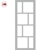 Eco-Urban Kochi 8 Pane Solid Wood Internal Door Pair UK Made DD6415G Clear Glass  - Eco-Urban® Mist Grey Premium Primed