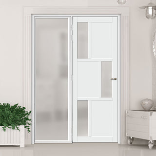 Image: Room Divider - Handmade Eco-Urban® Tokyo Door DD6423F - Frosted Glass - Premium Primed - Colour & Size Options