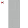 Top Mounted Black Sliding Track & Solid Wood Door - Eco-Urban® Arran 5 Panel Solid Wood Door DD6432 - Mist Grey Premium Primed