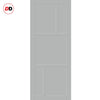 Top Mounted Black Sliding Track & Solid Wood Door - Eco-Urban® Arran 5 Panel Solid Wood Door DD6432 - Mist Grey Premium Primed