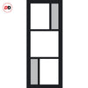 Eco-Urban Arran 5 Pane Solid Wood Internal Door Pair UK Made DD6432G Clear Glass(2 FROSTED PANES) - Eco-Urban® Shadow Black Premium Primed