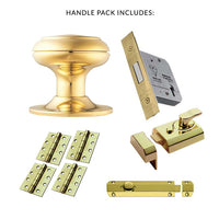 External DL219 Round Centre Knob Stable Door Handle Pack - Brass Finish