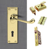 External DL54 Victorian Scroll Lever Front Door Handle Pack - Brass Finish