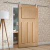 Saturn Tubular Stainless Steel Sliding Track & DX 1930'S Oak Panel Door - Prefinished