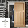 Saturn Tubular Stainless Steel Sliding Track & DX Oak Panel Door - 1930's Style