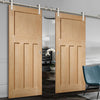 Saturn Tubular Stainless Steel Sliding Track & DX 1930'S Oak Panel Double Door - Prefinished