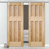 Saturn Tubular Stainless Steel Sliding Track & DX 60's Nostalgia Oak Panel Double Door - Unfinished