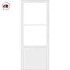 Top Mounted Black Sliding Track & Solid Wood Door - Eco-Urban® Berkley 2 Pane 1 Panel Solid Wood Door DD6309SG - Frosted Glass - Cloud White Premium Primed