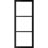 Top Mounted Black Sliding Track & Solid Wood Door - Eco-Urban® Manchester 3 Pane Solid Wood Door DD6306SG - Frosted Glass - Shadow Black Premium Primed