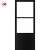 Top Mounted Black Sliding Track & Solid Wood Door - Eco-Urban® Berkley 2 Pane 1 Panel Solid Wood Door DD6309SG - Frosted Glass - Shadow Black Premium Primed