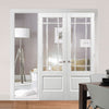 ThruEasi White Room Divider - Downham Bevelled Clear Glass Primed Door Pair with Full Glass Side