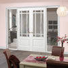ThruEasi White Room Divider - Downham Bevelled Clear Glass Primed Door Pair with Full Glass Sides