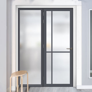 Image: Bespoke Room Divider - Eco-Urban® Marfa Door DD6313F - Frosted Glass with Full Glass Side - Premium Primed - Colour & Size Options
